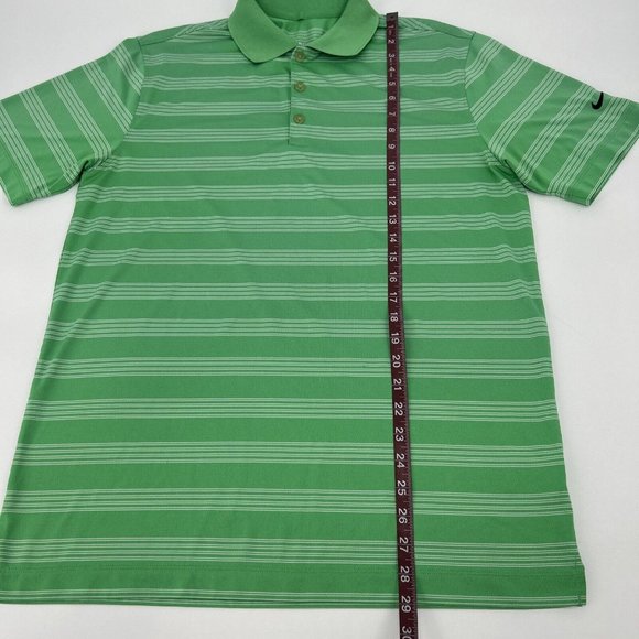Nike Men's Shirt M Green White Stripes Tour Performance Short Sleeve Polo Golf - Picture 8 of 11